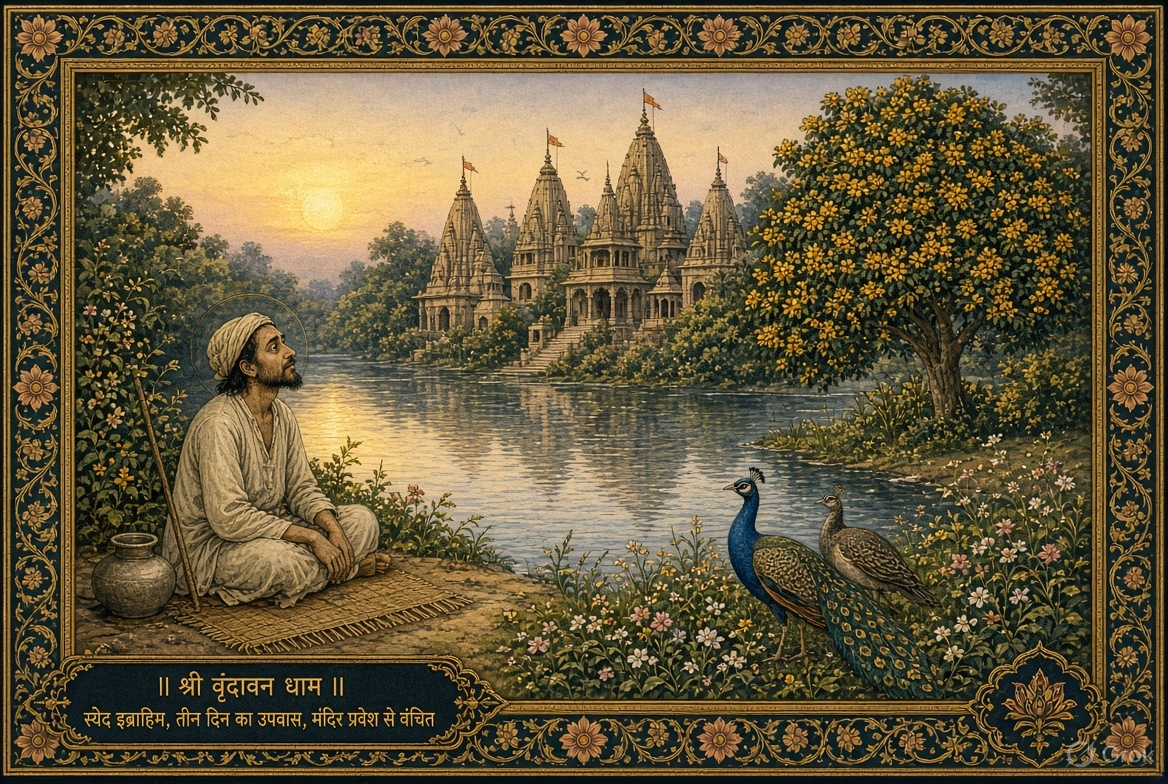 Syed Ibrahim fasting three days outside a Vrindavan temple