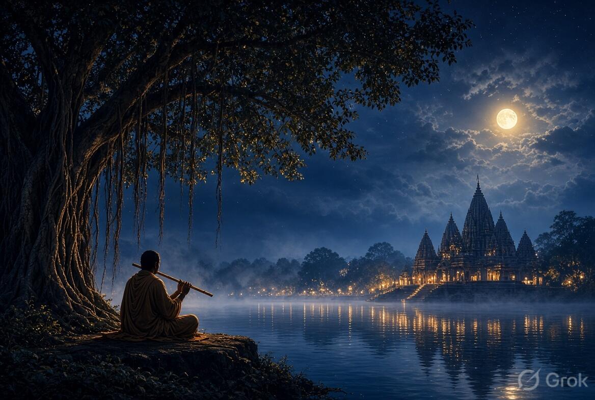 Night temple and flute