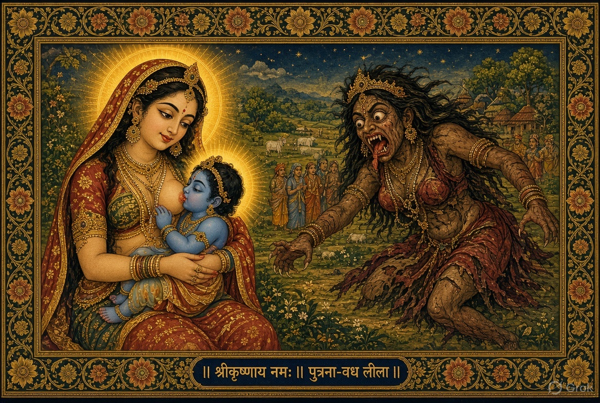 Infant Krishna and the demoness Putana